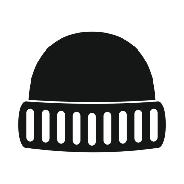 Siyah şapkalı basit bir ikon. Vektör kış şapkası basit simgesi web ve reklamcılık için beyaz arkaplanda izole