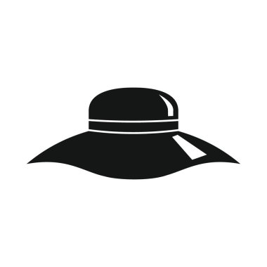 Siyah şapkalı basit bir ikon. Vektör yaz şapkası basit simgesi web ve reklamcılık için beyaz arkaplanda izole