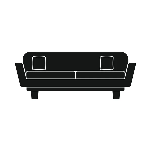 Sofa Lobby Czarny Prosty Ikona Vector Sofa Lobby Czarny Prosty — Wektor stockowy