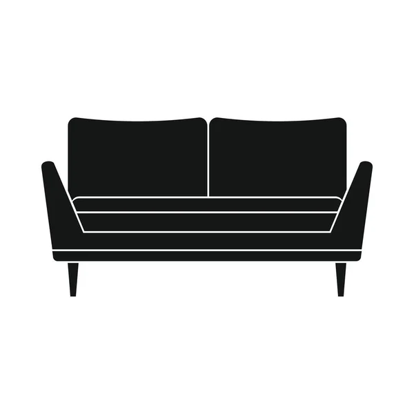 Lounge Kanapé Fekete Egyszerű Ikon Vector Lounge Kanapé Fekete Egyszerű — Stock Vector