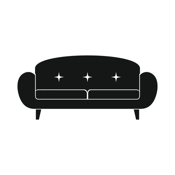 Vintage Sofa Black Simple Icon Vector Intage Sofa Black Simple — Stock Vector