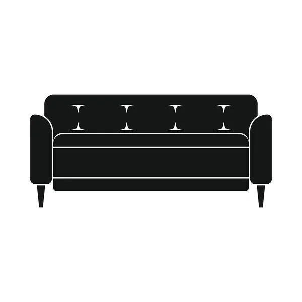 Stara Sofa Czarna Prosta Ikona Vector Old Sofa Czarna Prosta — Wektor stockowy