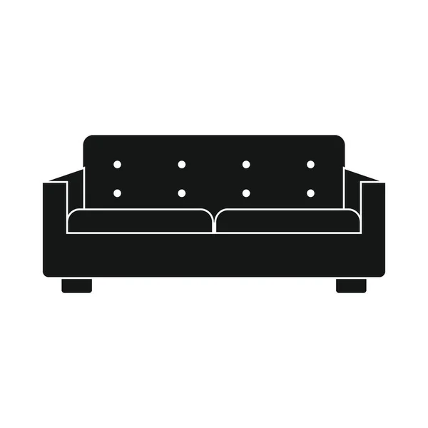 Nowoczesna Sofa Czarna Prosta Ikona Vector Nowoczesna Sofa Czarna Prosta — Wektor stockowy