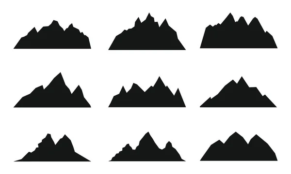 Montaña Blakc Silueta Simple Rango Rocoso Paisaje Forma Negra Senderismo — Vector de stock
