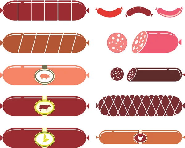 Icone di salsiccia — Vettoriale Stock