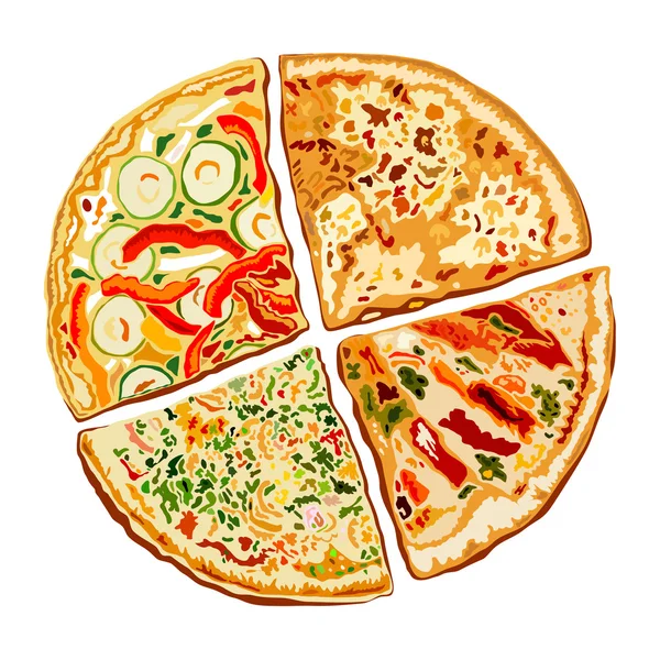 Illustration of tasty pizza — Stock Vector
