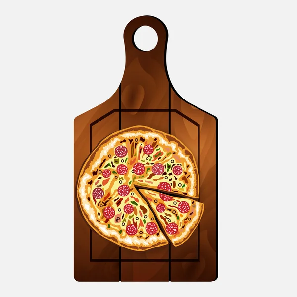 Pizza a táblán egy fehér háttér — Stock Vector