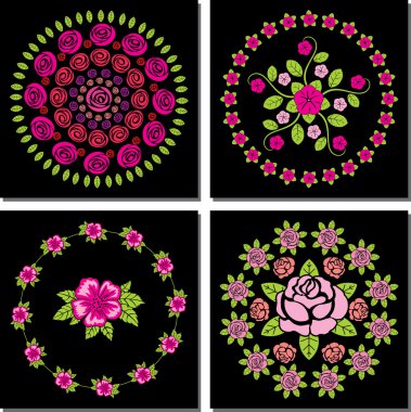 Arapça veya Hint vektör yuvarlak süsleme desen Set