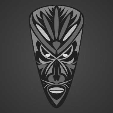 Siyah bir arka plan gri Afrika maskesi