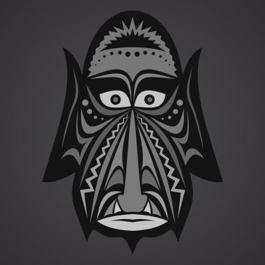 Siyah bir arka plan gri Afrika maskesi