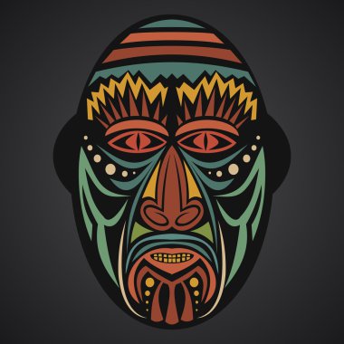 Siyah bir zemin üzerine Afrika maskesi
