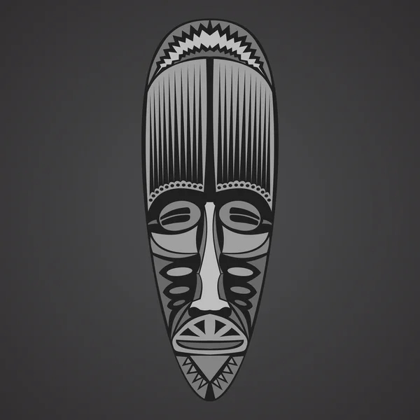 Masque africain gris sur fond noir — Image vectorielle