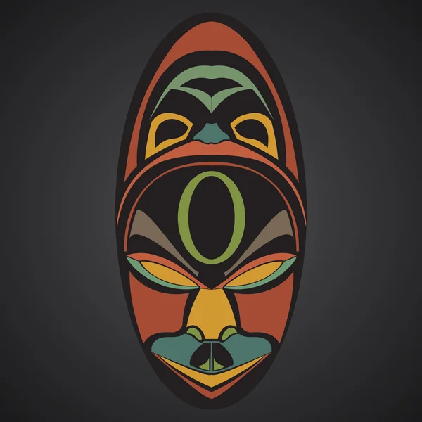 Máscara Africana sobre fondo negro — Vector de stock