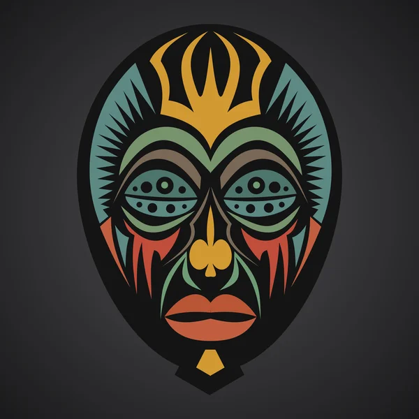 Máscara Africana sobre um fundo preto — Vetor de Stock
