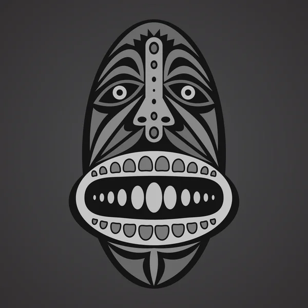 Gray African Mask on a black background — Stock Vector