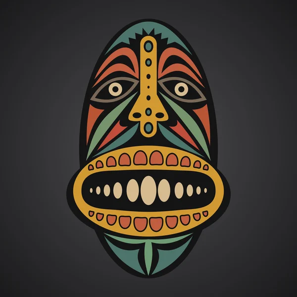 African Mask on a black background — Stock Vector