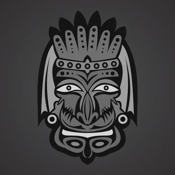 Gray African Mask on a black background — Stock Vector