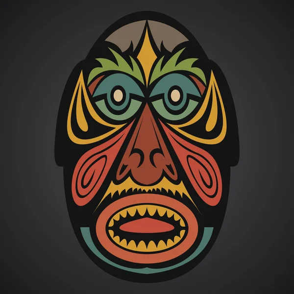 African Mask on a black background — Stock Vector