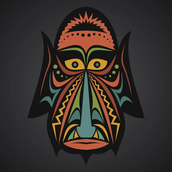 African Mask on a black background — Stock Vector