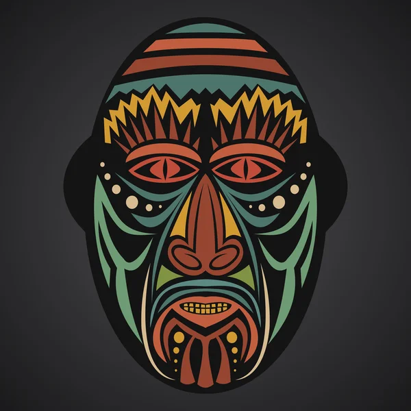 Máscara Africana sobre um fundo preto — Vetor de Stock