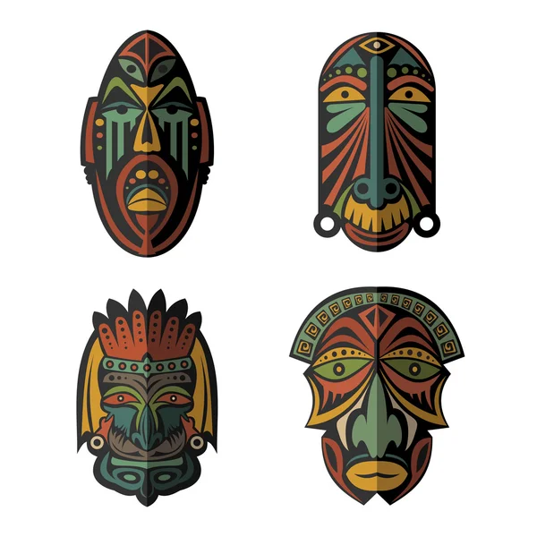 Set van Afrikaanse etnische tribale maskers — Stockvector