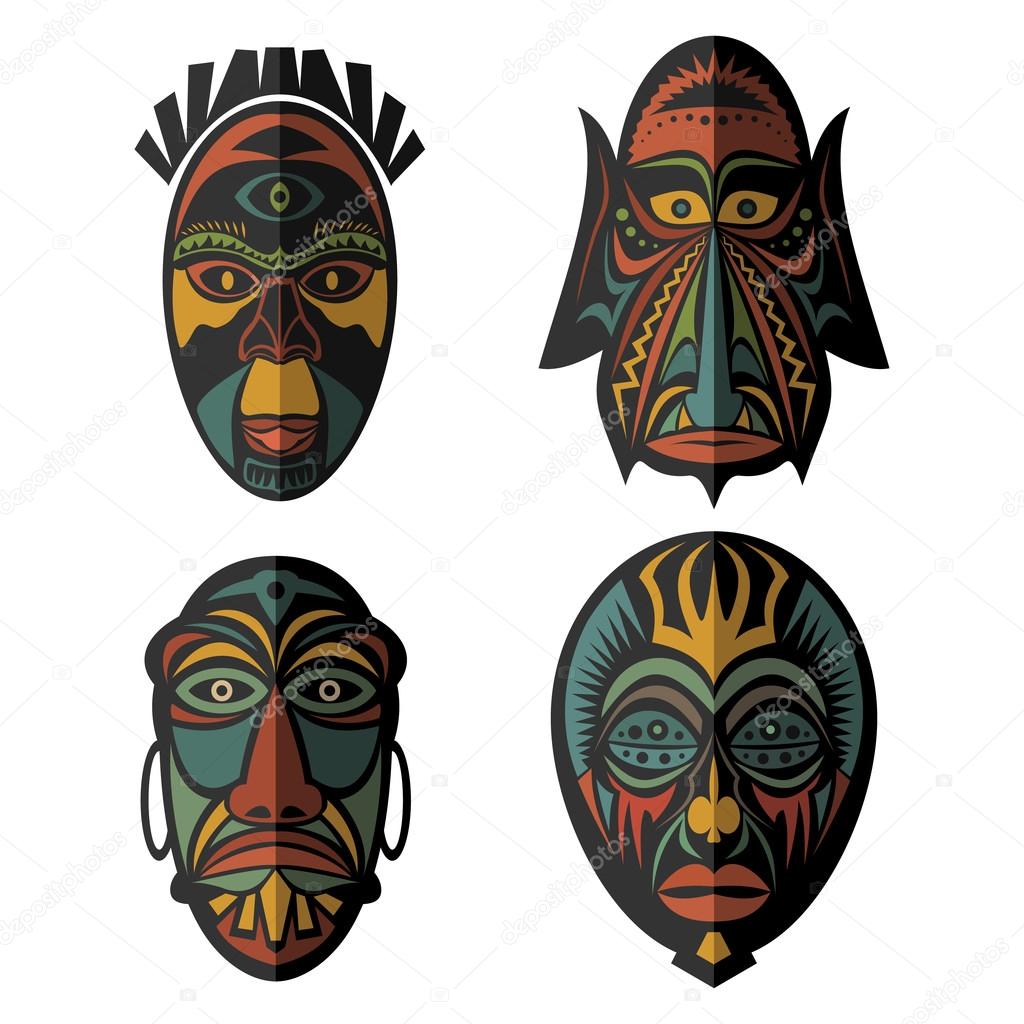 Set of African Ethnic Tribal masks
