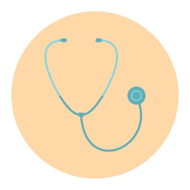 Düz tıbbi simge stetoskop bir renk arka plan üzerinde