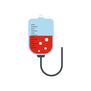 Beyaz bir arka plan üzerinde düz tıbbi simge kan nakli