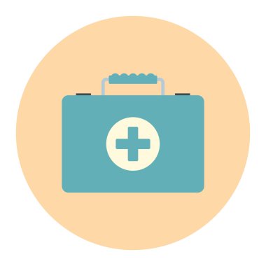 Düz renkli arka plan üzerinde tıbbi bavul simgesiyle