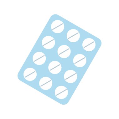 Beyaz bir arka plan üzerinde düz tıbbi simge blister