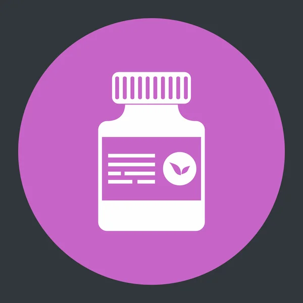 Plochá lékařské ikonu lahvičky pro léky na barvu pozadí — Stockový vektor
