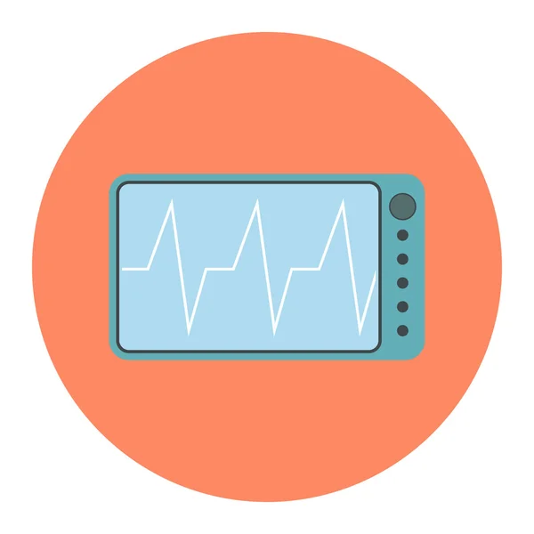 Icône médicale plate ECG sur fond de couleur — Image vectorielle