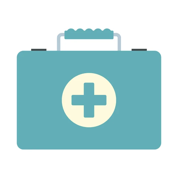 Ploché ikony s lékařský kufr na bílém pozadí — Stockový vektor