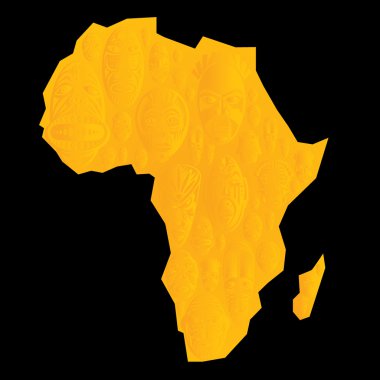 Vektör kabile etnik maskeleri ile Afrika Haritası