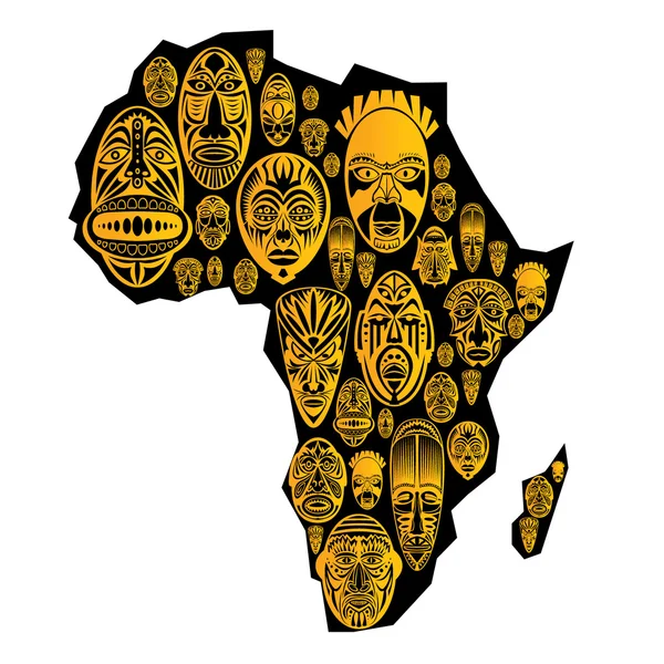 Vektör kabile etnik maskeleri ile Afrika Haritası 