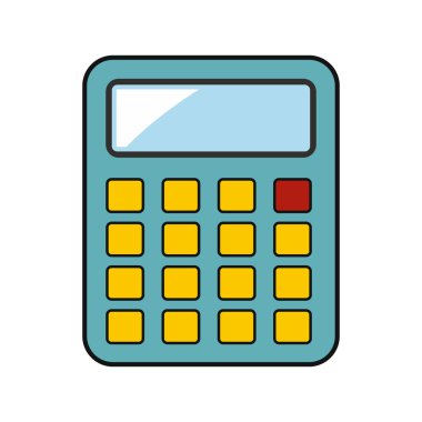 Beyaz bir arka plan üzerinde hesap makinesi bina izole