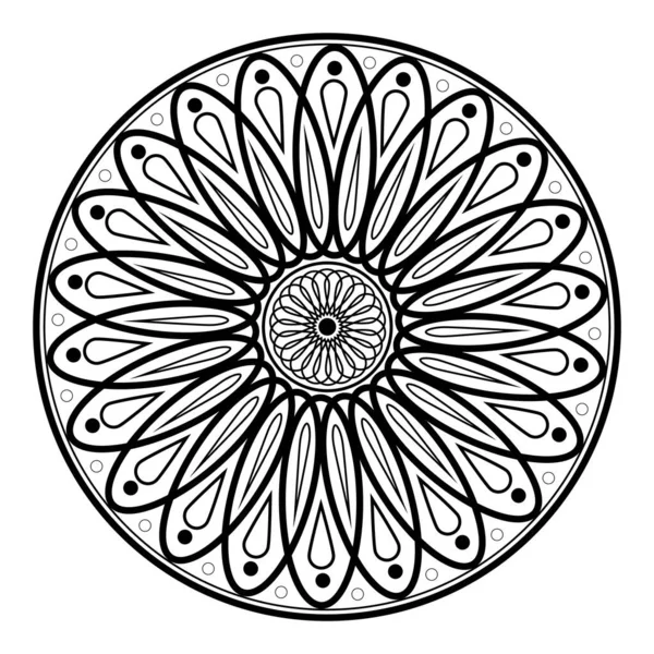 Mandala Vintage Elements Oriental Black White Pattern Vector Illustration Decorative — Vector de stock