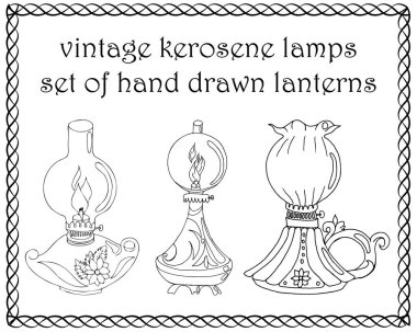 Gazyağı lambası. Yağ lambası, el yapımı karalama.