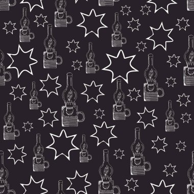 Renkli arka planda eski gaz lambası ya da lambası olan kumaşlar için desen