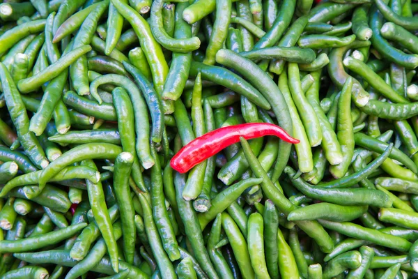 Green chillies for sale at market,Thailand