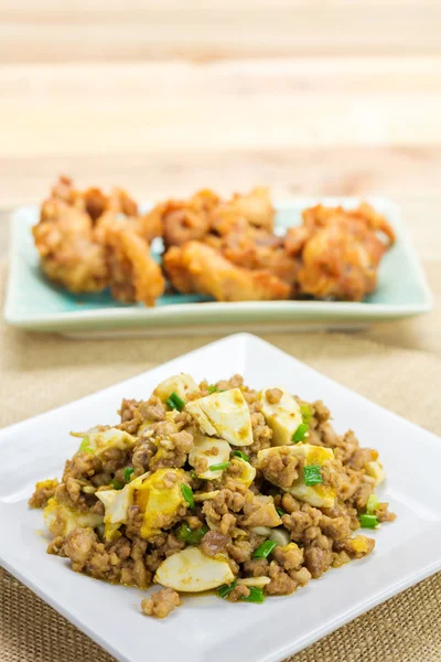 Saute Minced pork with salty egg — Stock Photo, Image