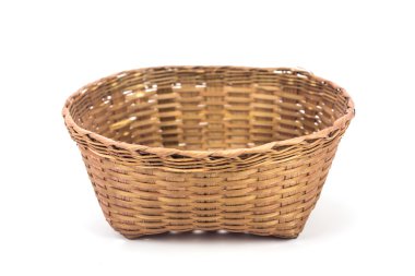 Bamboo basket on a white background.