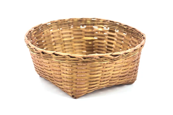 Bamboo basket on a white background. Royaltyfria Stockfoton