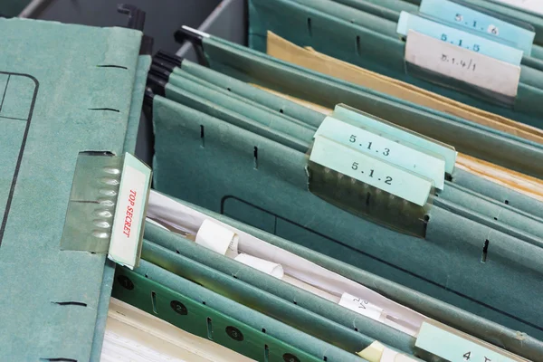 File folders in a filing cabinet — Stock Photo, Image