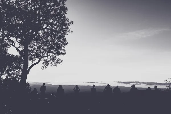 People having fun at sunset time,Vintage Effect — Stock Photo, Image