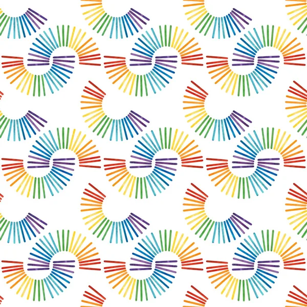 Seamless Pattern Rainbow Color Wooden Ice Cream Sticks White Multicolored — Stock Photo, Image