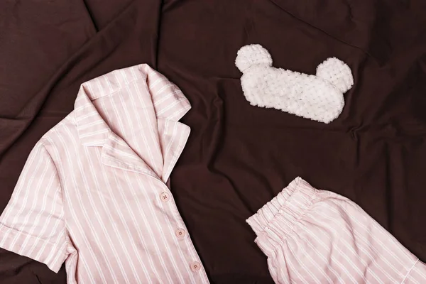Pijama Rosa Para Meninas Máscara Olho Engraçado Fofo Para Dormir — Fotografia de Stock