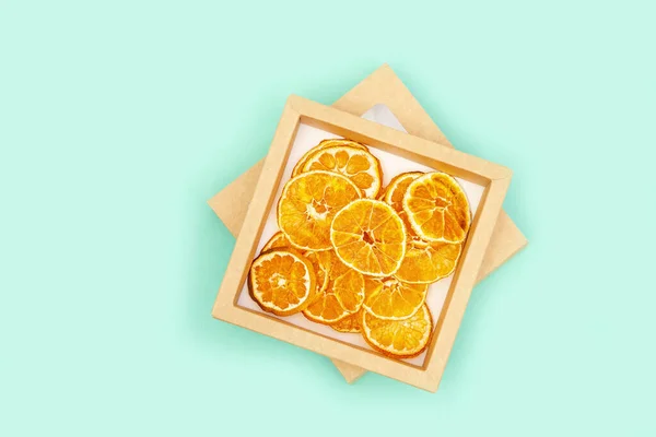 Trockene Scheibenfrüchte Mandarine Leckere Dehydrierte Fruchtchips Für Pflanzliche Ernährung Trendiges — Stockfoto