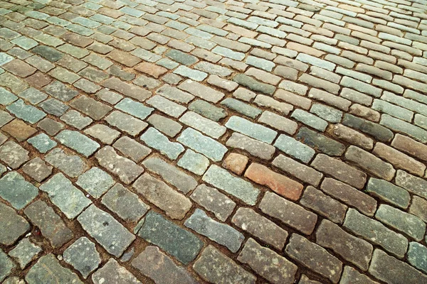 Cobblestone Road Big Stones Ground Close Road Surface Top View — Stock Photo, Image