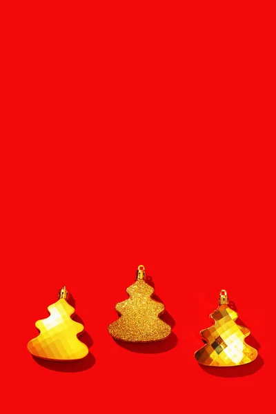 Set Giocattoli Dell Albero Natale Dorato Lucido Forma Albero Natale — Foto Stock